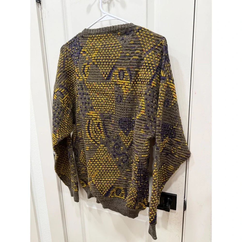 Pronto Uomo Firenze Vintage Wool Blend Abstract Sweater Made in Italy Mens Small